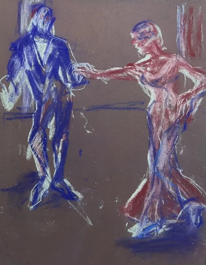BARBARA YETERIAN (20th c, American) Dancers: Pastel on paper 26 x 20 in