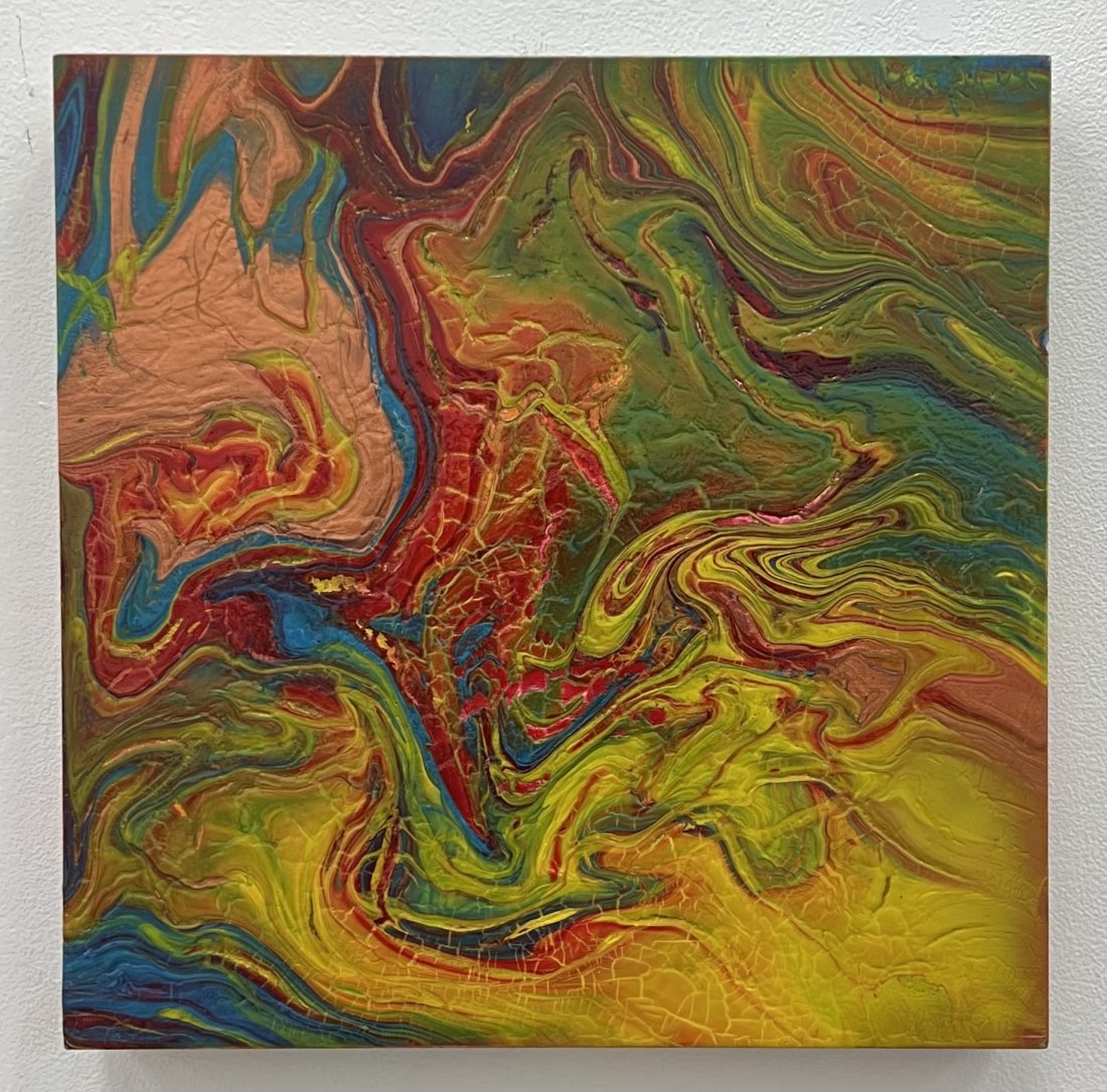 TIM RAY FISHER (b. 1969, Indiana) Abstract: Acrylic on wood 12 x 12 in