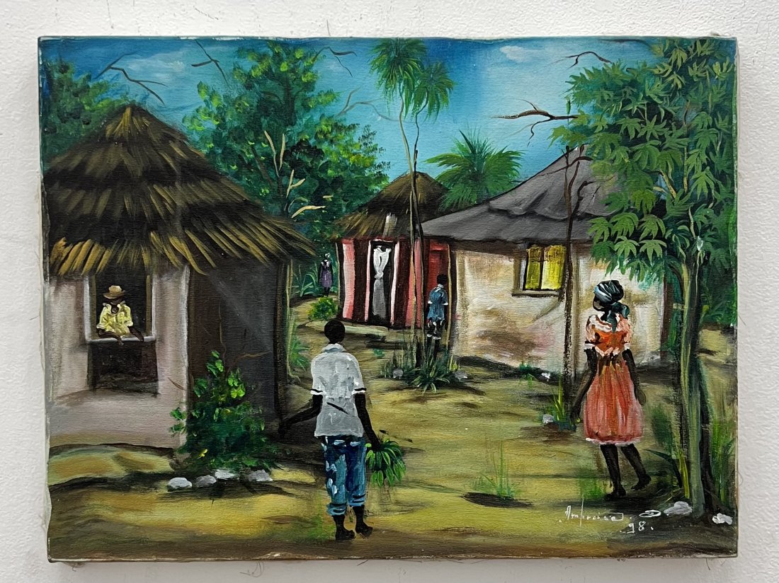 Ambroise Domek (20th c, Haiti) Village: 16 x 12 in