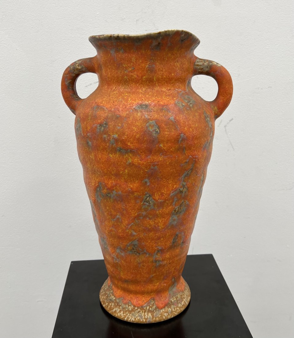 HAEGER Mid-Century Modern Orange Ceramic Vase (1 of 3)