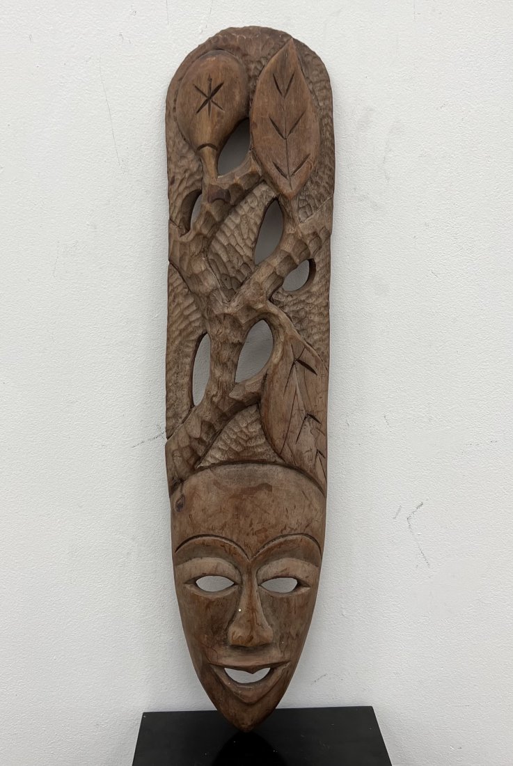 Vintage Carved Wooden Tribal Face Mask (1 of 2)