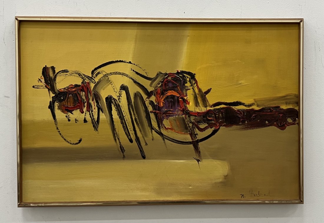 1970's Abstract Expressionist Painting, Signed: Oil on canvas 34 x 22 in