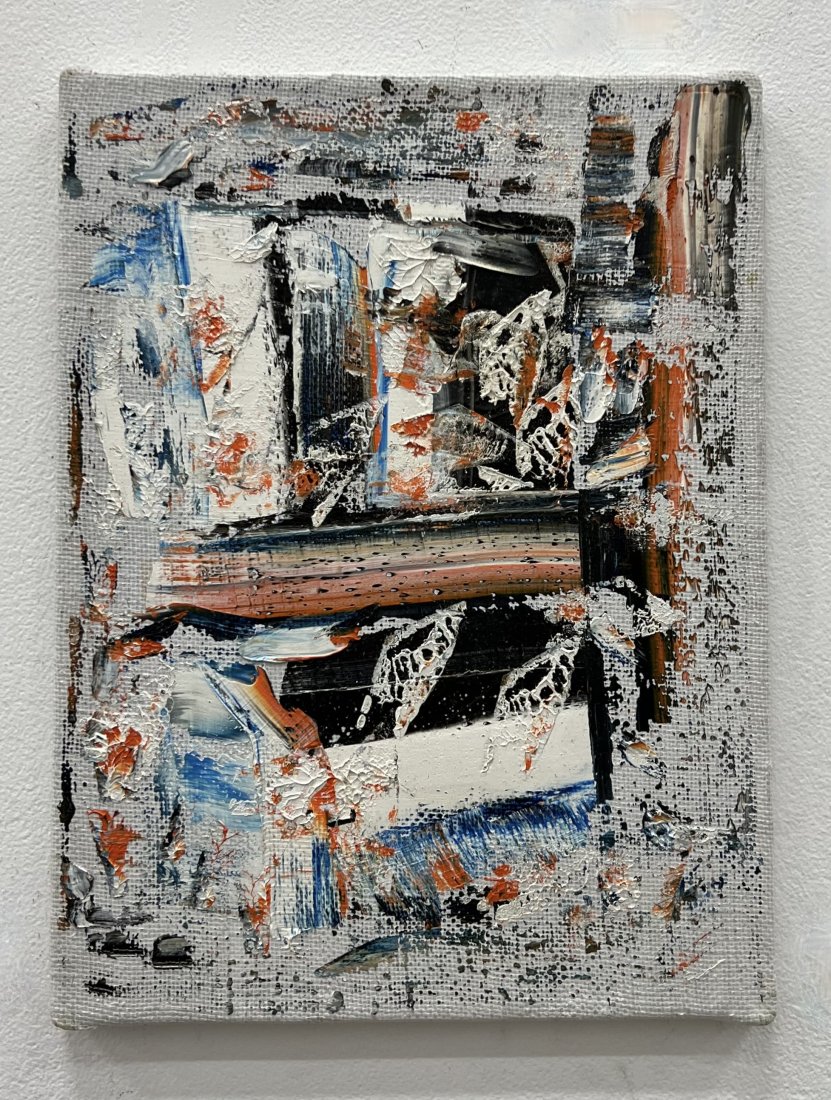 Abstract Expressionist Oil On Canvas Painting: 14 x 11 in