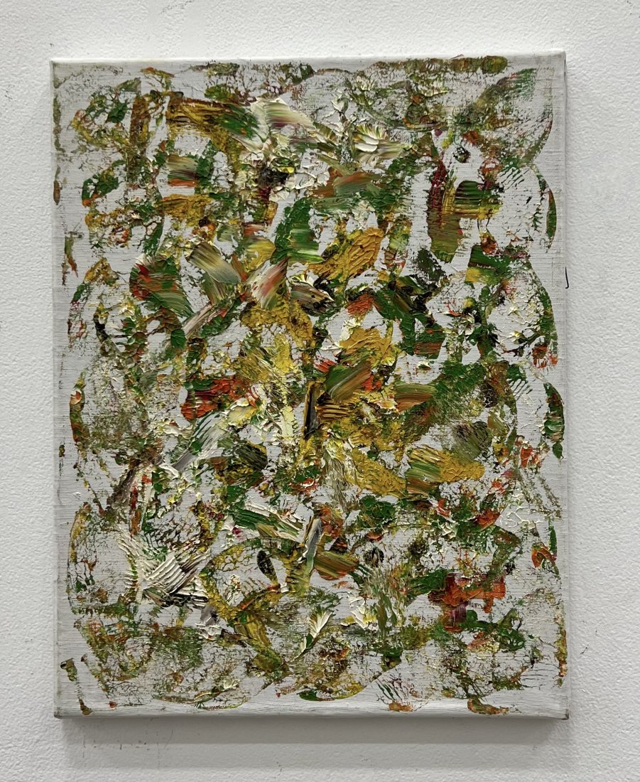 Abstract Expressionist Oil On Canvas Painting: 14 x 11 in