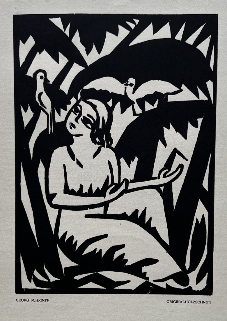 Georg Schrimpf, German Expressionist Woodblock Print: 7 x 5 in (image)
