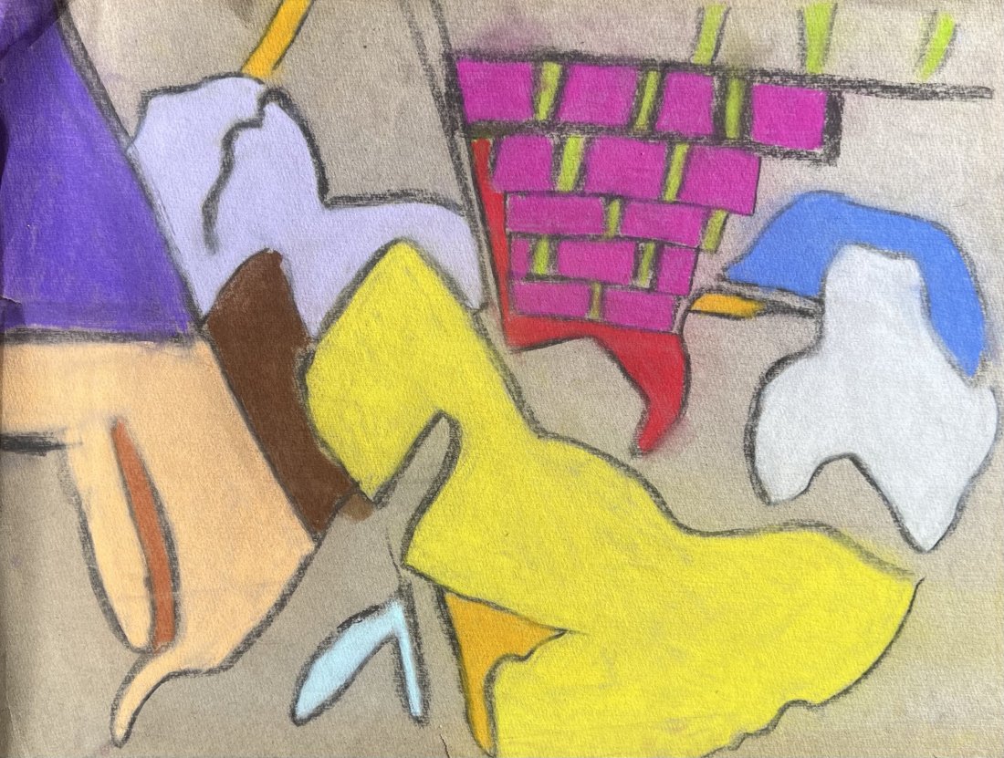 ELIZABETH BLUMENTHAL, Mid-Century Modern Abstract: Pastel on paper 18 x 24 in