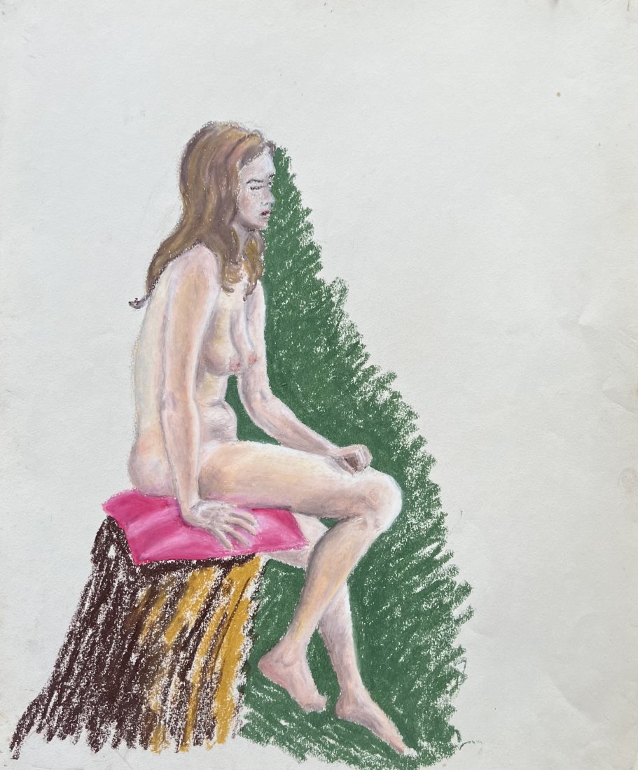 1960's American Nude Pastel Drawing: 17 x 14 in