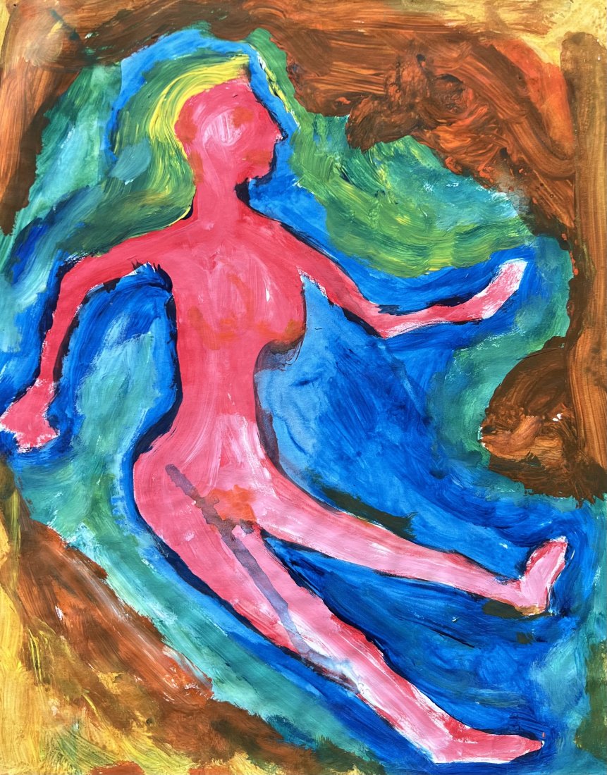 ROBERT LABINER (b. 1952, Pennsylvania) Expressionist Nude: 14 x 11 in