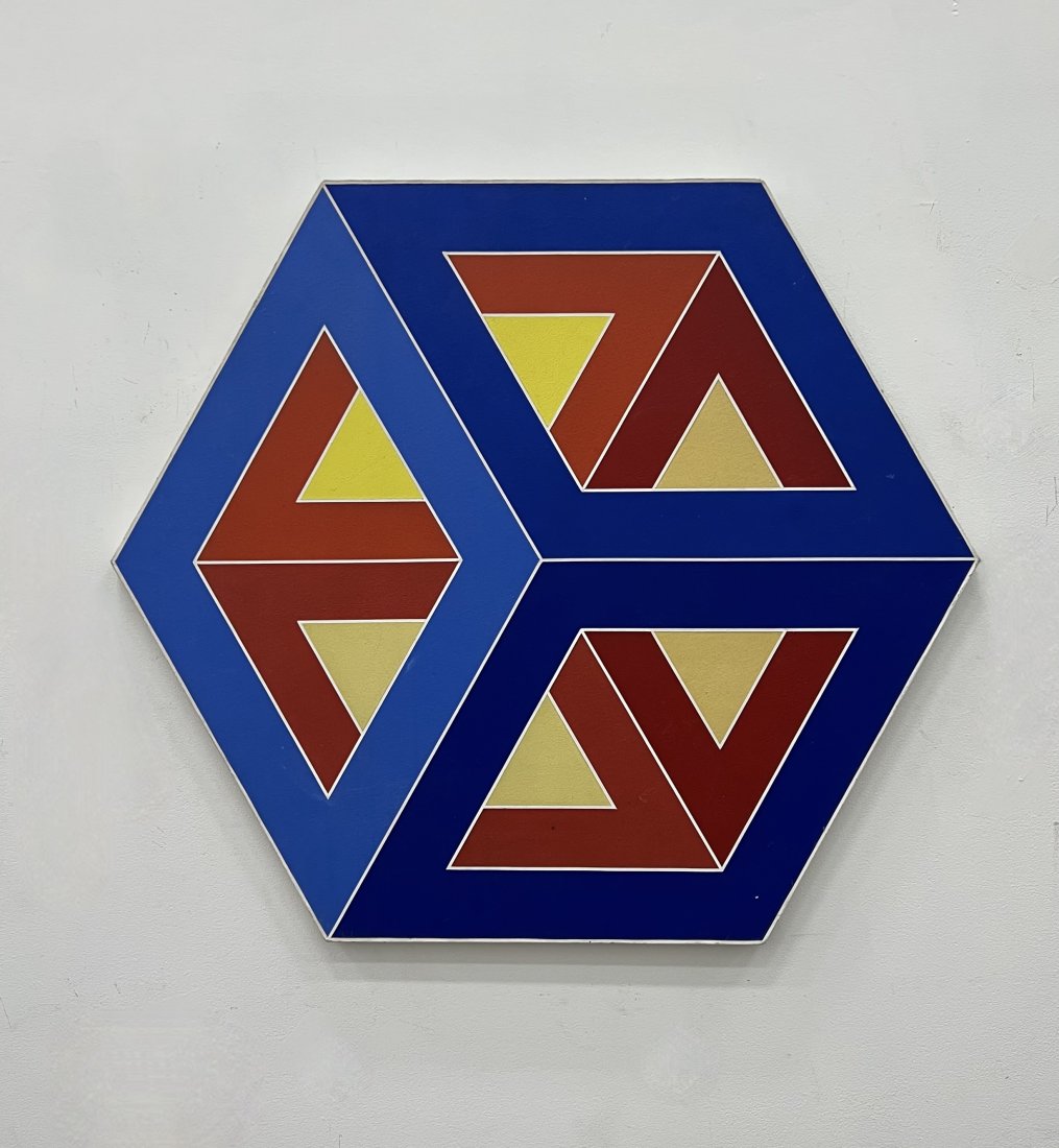 Mid-Century Modern Hard Edge Hexagon Canvas Abstract (1 of 3)