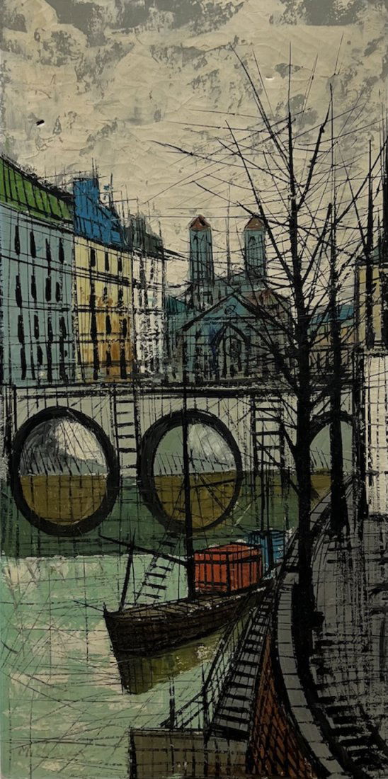 Mid-Century French School Modernist Paris Scene, Signed (1 of 4)