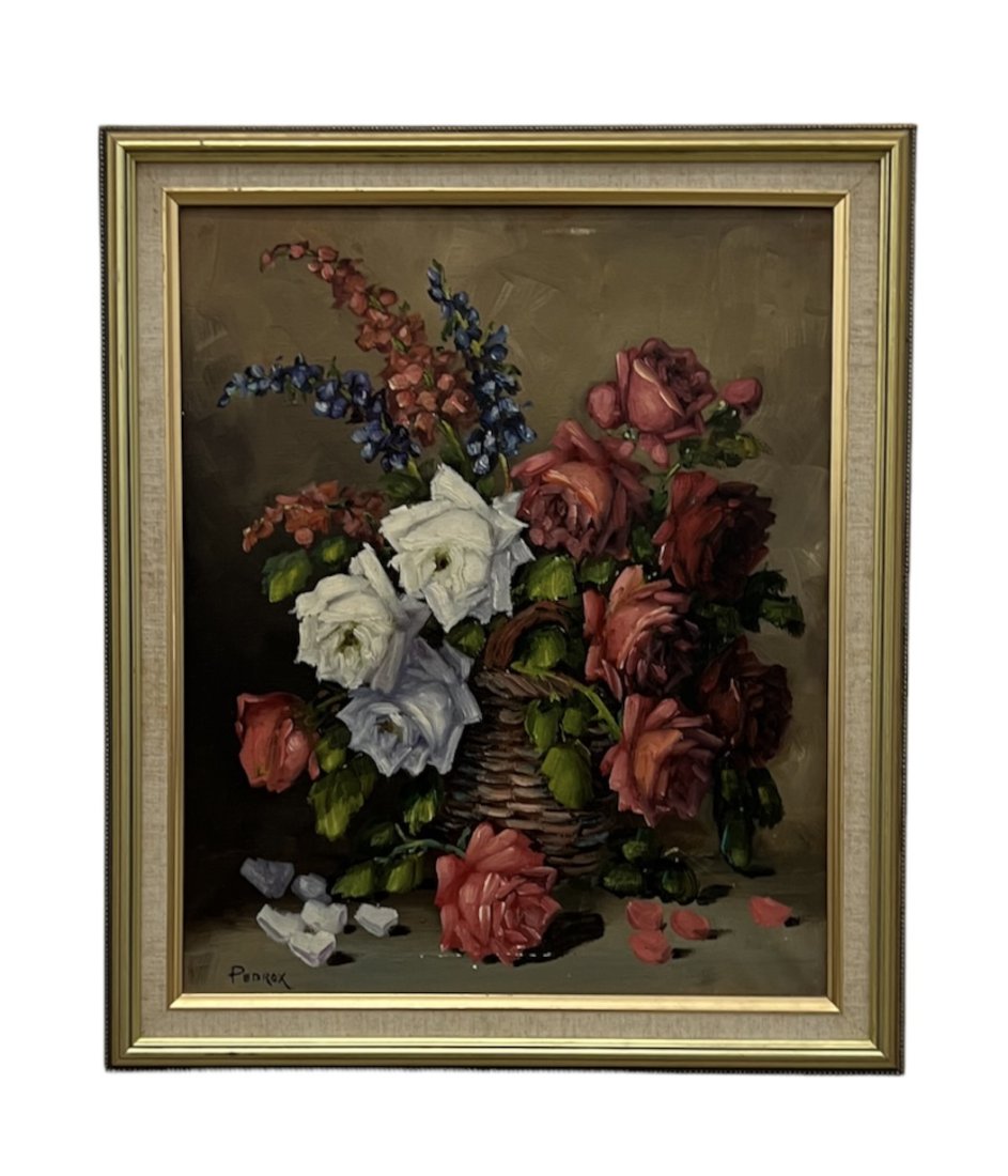 French Impressionist Still Life Of Flowers: Oil on canvas 22 x 18 in, 26 x 22 in (framed)