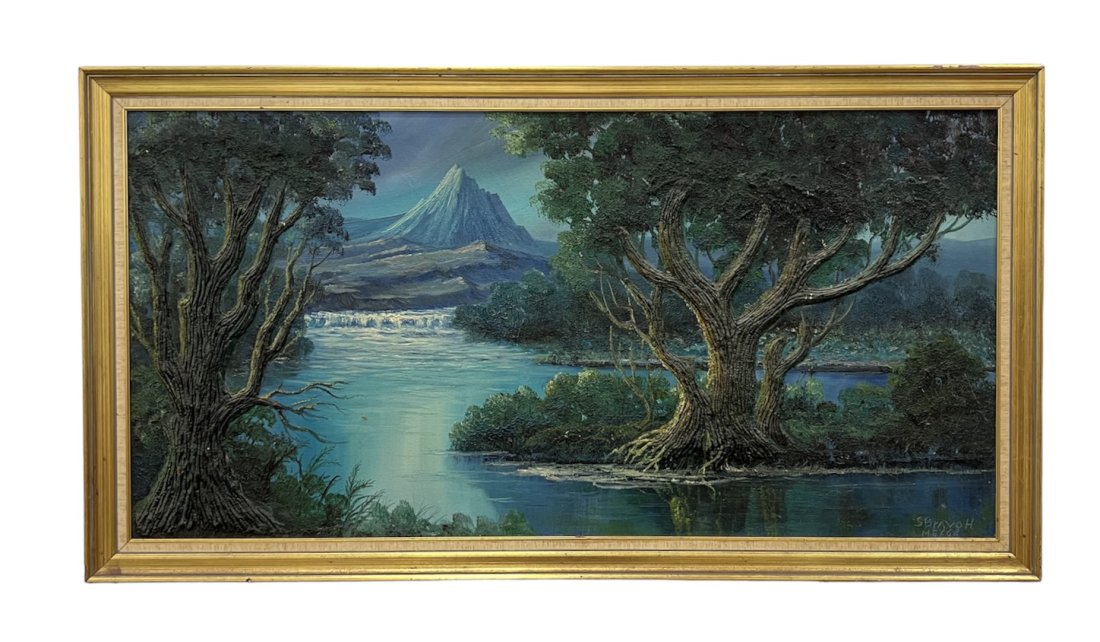 SERGIO BRAVO HIDALDO, Mexican Landscape: Sergio Bravo Hidalgo (Born 1929) is active/lives in Mexico. Oil on canvas 24 x 48 in