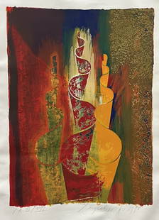 PEREZ CELIS (20th c, Argentina) Abstract Lithograph: Size 35 1/2 x 25 in (paper)