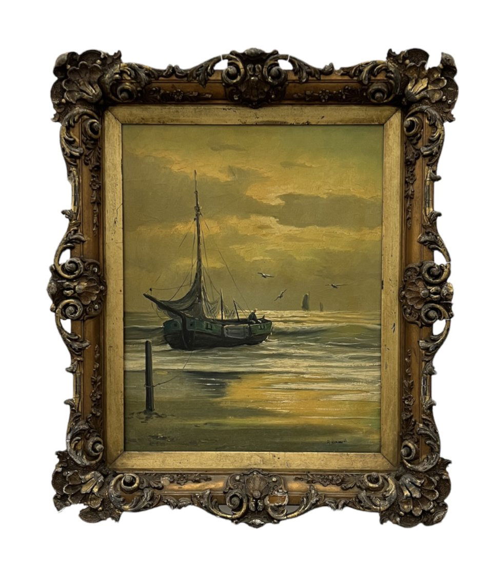 Early 20th Century Impressionist Marine Painting, Signed (1 of 9)