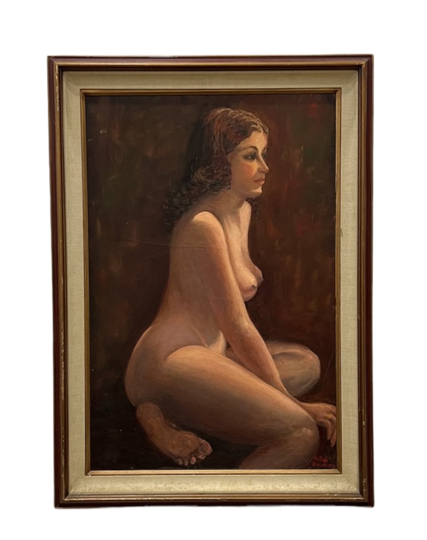 HELEN KRAKOW (20th c, American) "Thursday Afternoon "Nude: Oil on canvas 36 x 24 in, 42 x 30 in (framed).