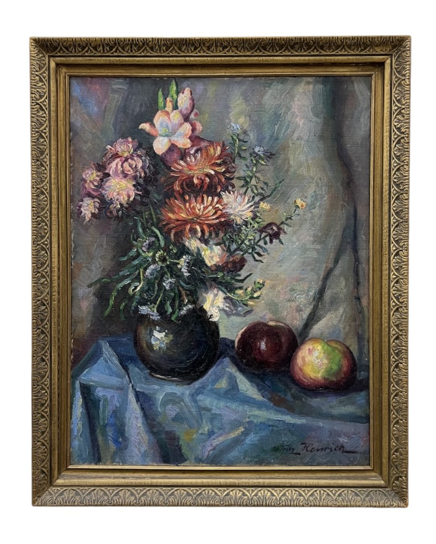 FRTIZ HENRICH (20th c, Germany) Still Life: Oil on canvas 26 x 20 in, 30 x 24 in (framed)