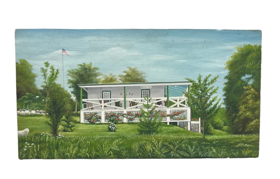 JEFFREY SELKER (20th c, Florida) Florida Keys Landscape: Oil on board 19 x 10 in