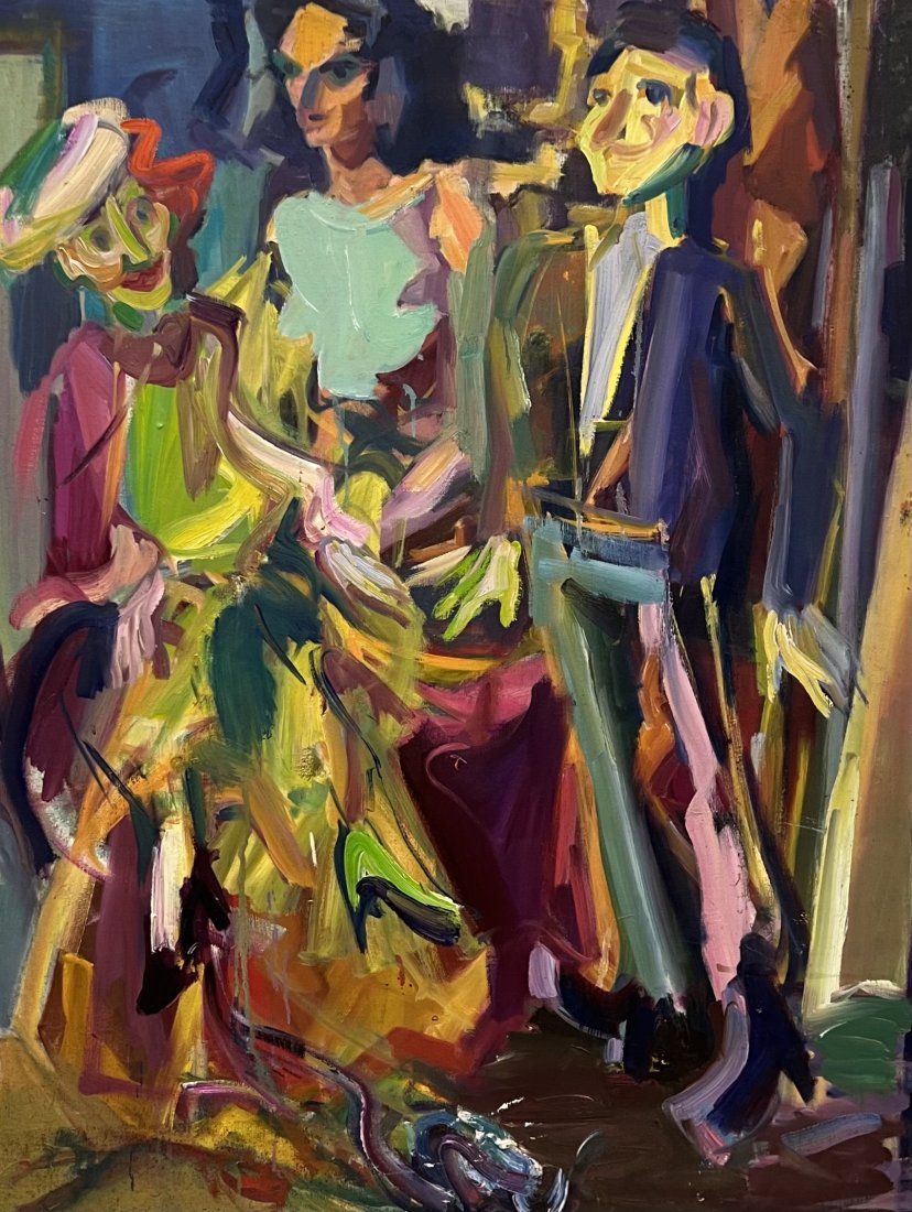 BARBARA YETERIAN (20th c, Armenian American) Figures: Oil on canvas 50 x 40 in