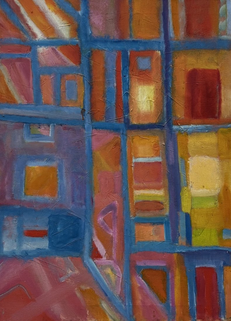 CHRISTINE OPOLOS (20th c, Greek American) Abstract: Oil on canvas 30 x 22 in