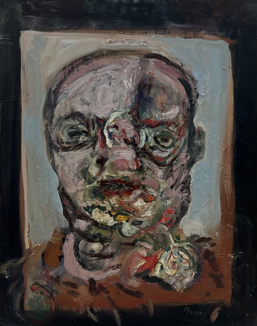 Mid-Century Modern Portrait Style Of Francis Bacon, Signed (1 of 4)