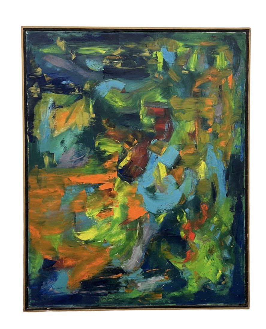 CHRISTINE OPOLOS (20th c, Greek American) Abstract: Oil on canvas 30 x 24 in