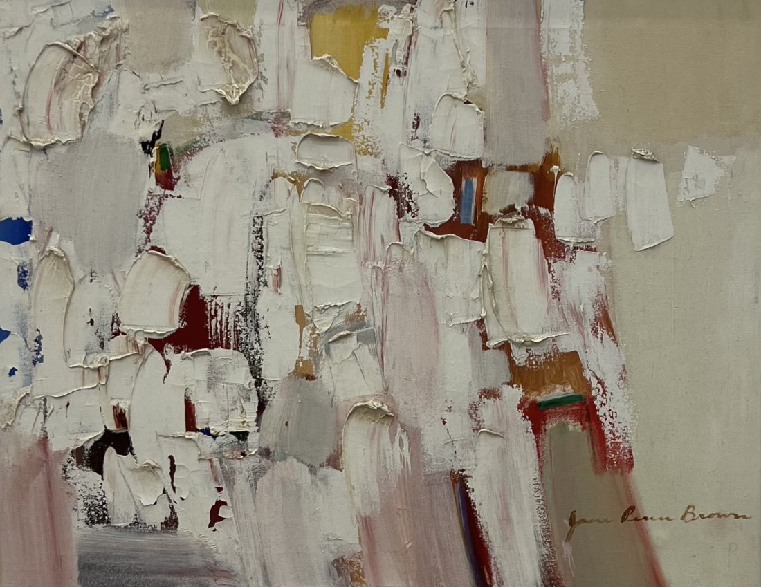 JANE PENN BROWN (20th c, Illinois) Abstract Expressionist: Oil on canvas 22 x 28 in