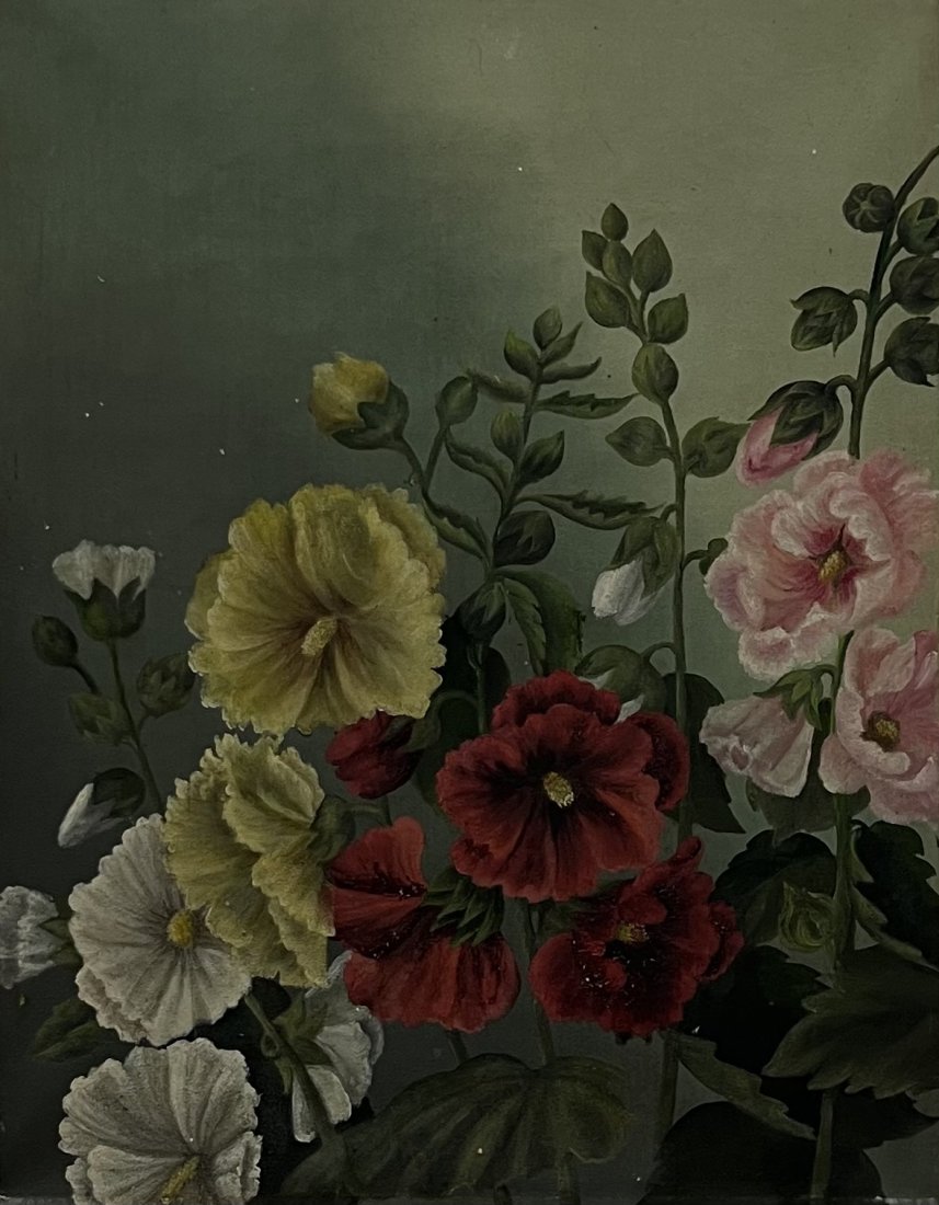 19th Century Painting Of Flowers: Oil on canvas 12 x 16 in