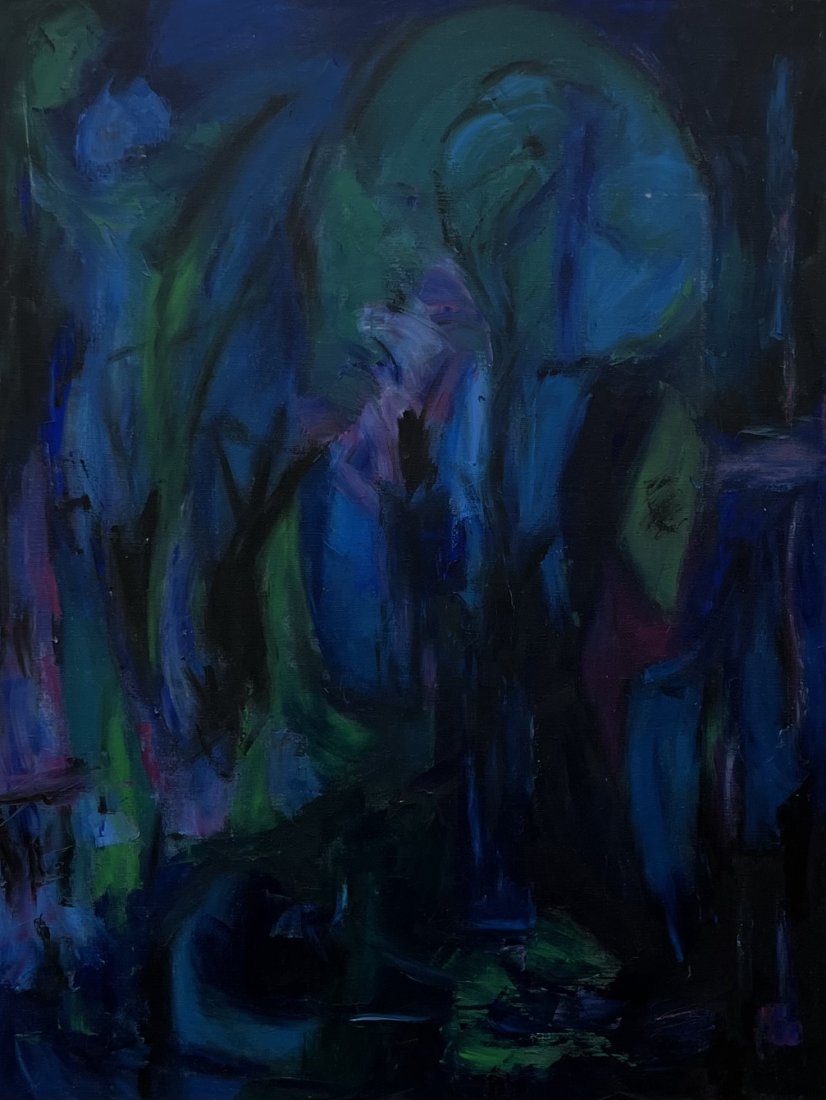 CHRISTINE OPOLOS (20th c, Greek American) Abstract: Oil on canvas 40 x 30 in