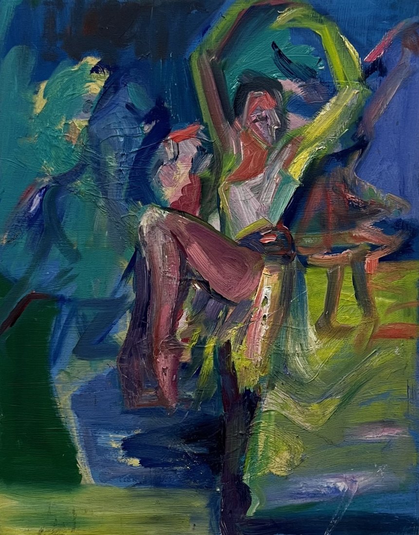 BARBARA YETERIAN (20th c, Armenian American) Figures: Oil on canvas 24 x 18 in