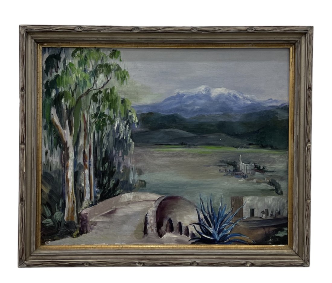 MAJORY WOODMAN (20th c, Native American) Southwest Landscape: Oil on canvas 30 x 24 in, 34 x 28 in (framed)
