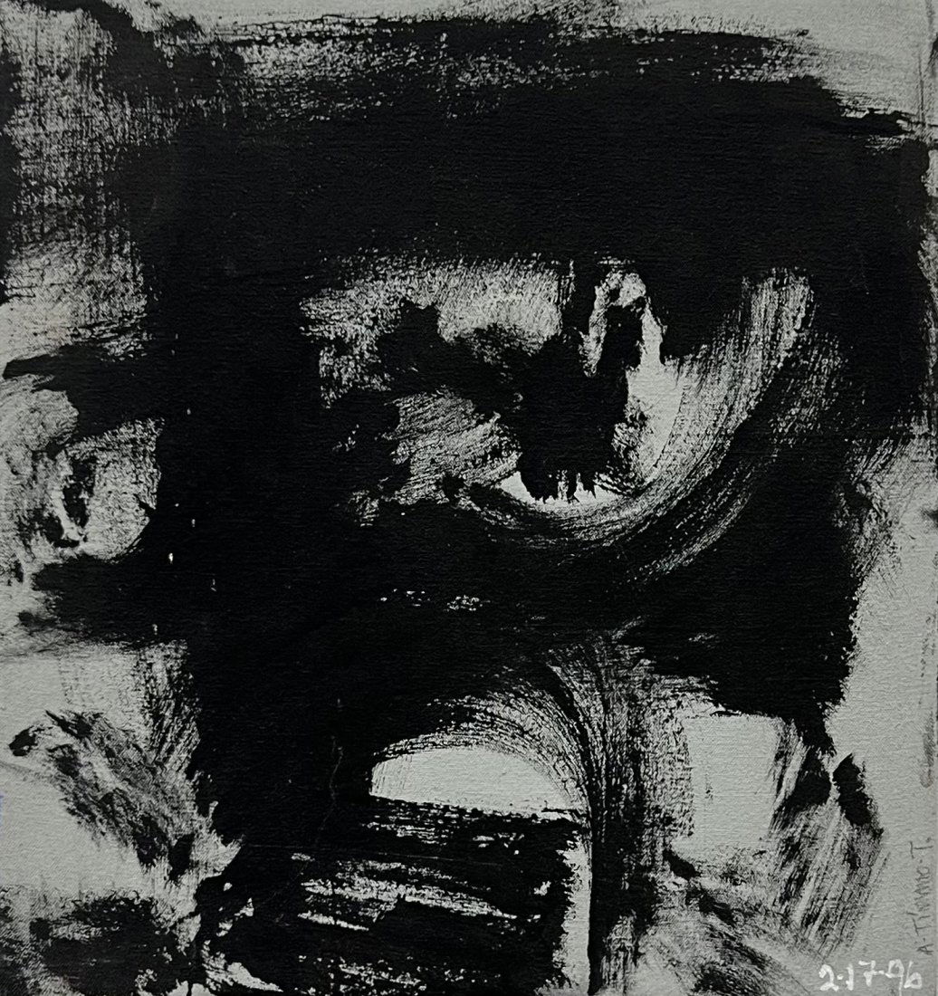 SUZANNA TERRILL (20th c, Tennessee) Abstract: Oil on canvas 16 x 17 in. Style of Franz Kline