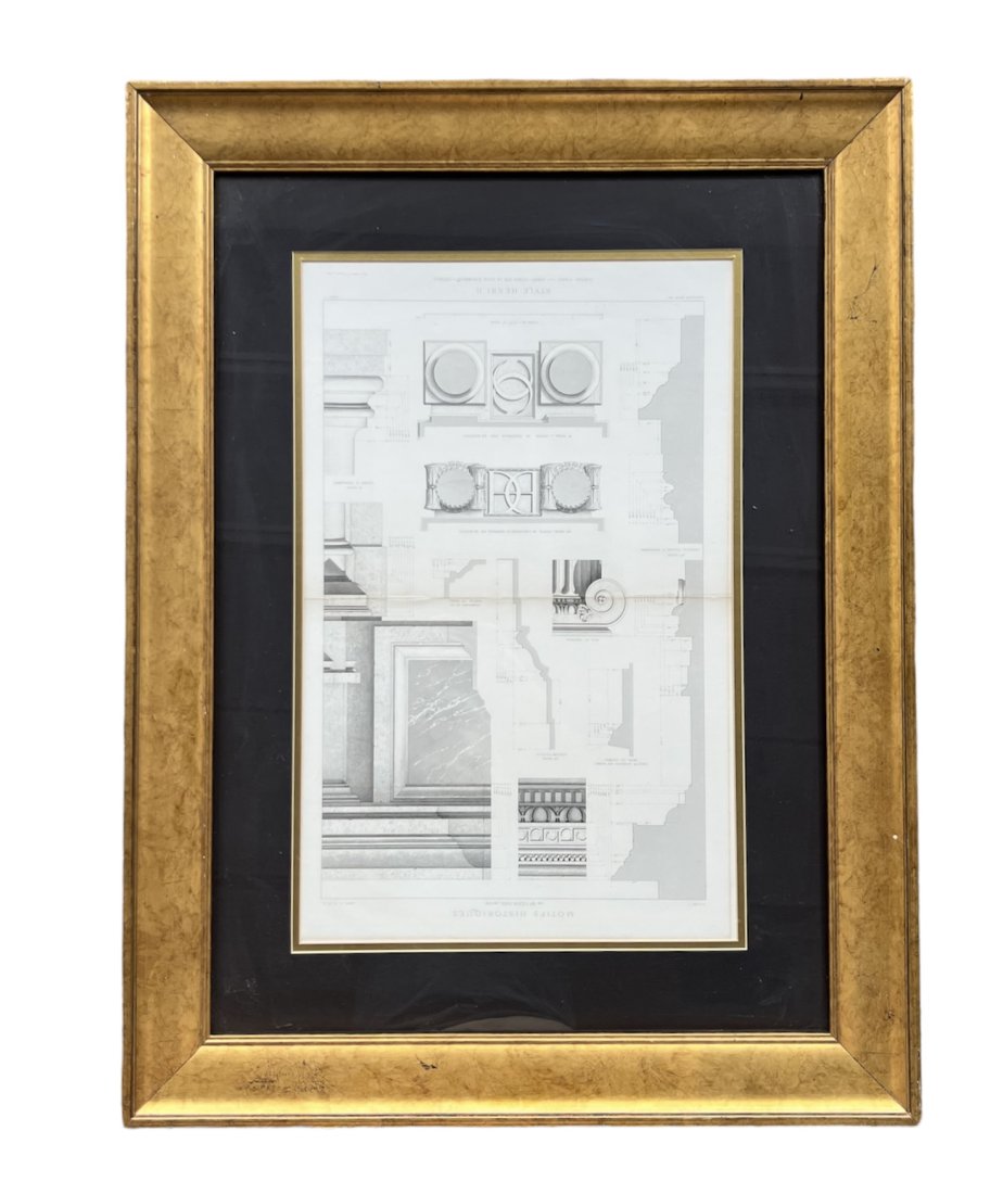 Motifs Historiques, Antique Archtectual Engraving: 33 x 25 in (framed)