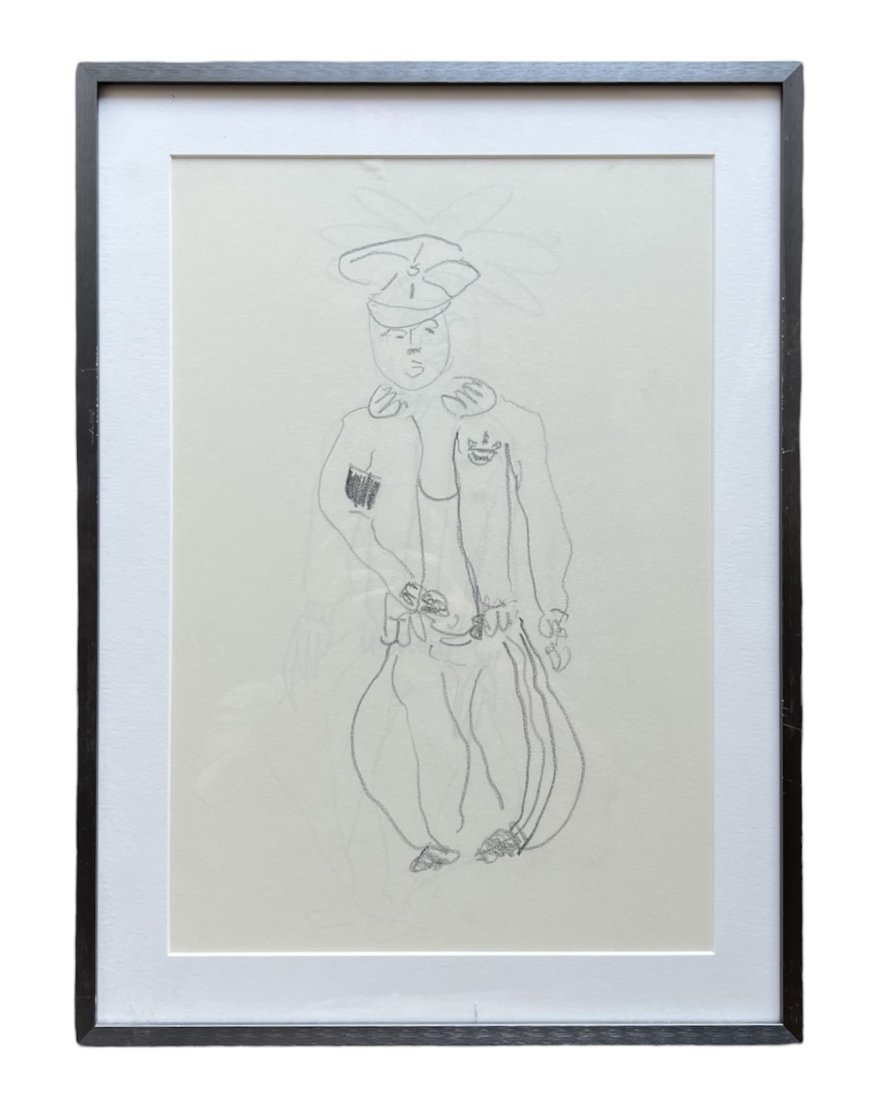 PIERRE MAGUY, French 1960's Modernist Drawing: 15 1/2 x 10 1/2 in, 19 x 14 in (framed)