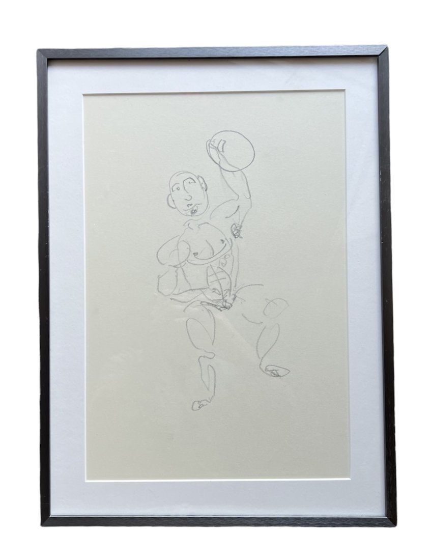 PIERRE MAGUY, French 1960's Modernist Drawing: 15 1/2 x 10 1/2 in, 19 x 14 in