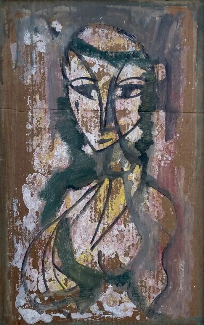 Mid-Century Modern Figural Abstract, Signed (1 of 3)