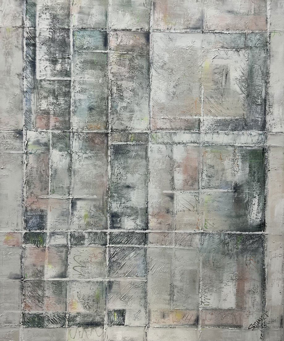 1980's Large Abstract Painting Signed Stuart (1 of 4)