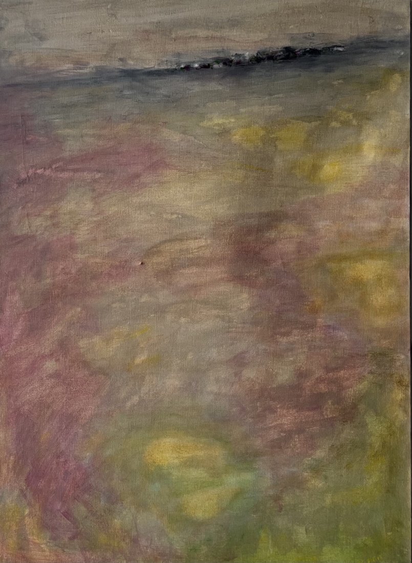 Modernist Landscape Coastal Painting SIgned: Oil on canvas 28 x 20 in.