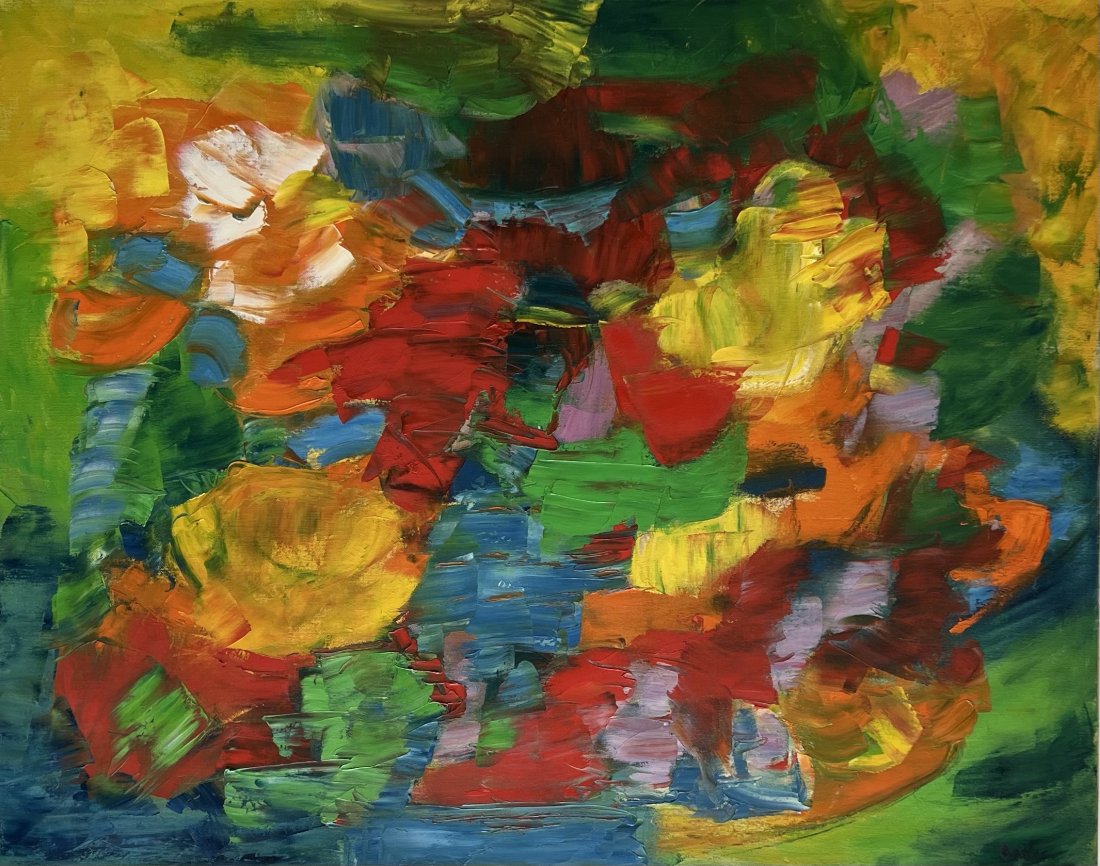 CHRISTINE OPOLOS (20th c, Greek American) Abstract: Oil on canvas 28 x 22 in. *Shipped from our Margate City, NJ gallery location