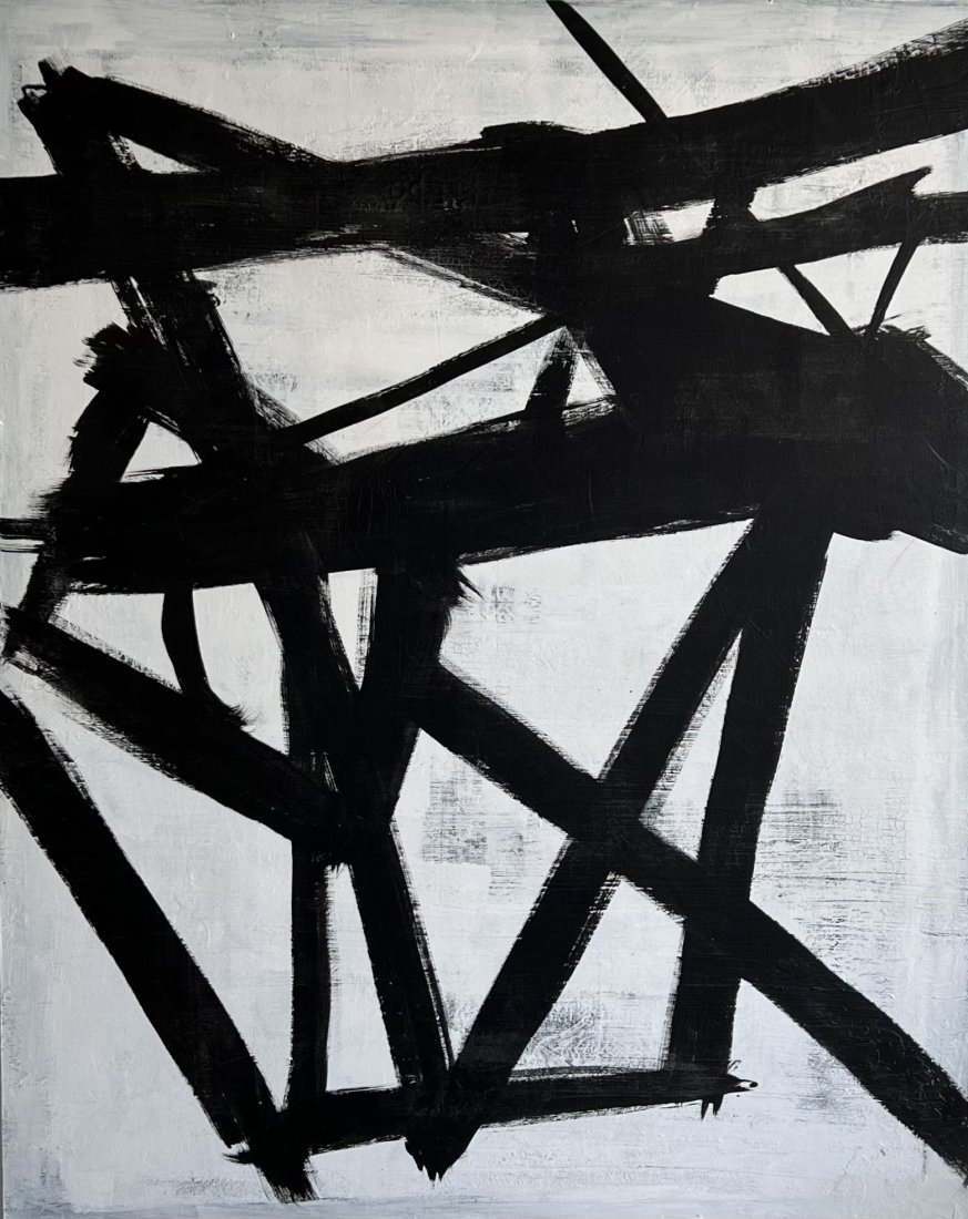 Large Black & White Abstract Style Of Franz Kline (1 of 3)