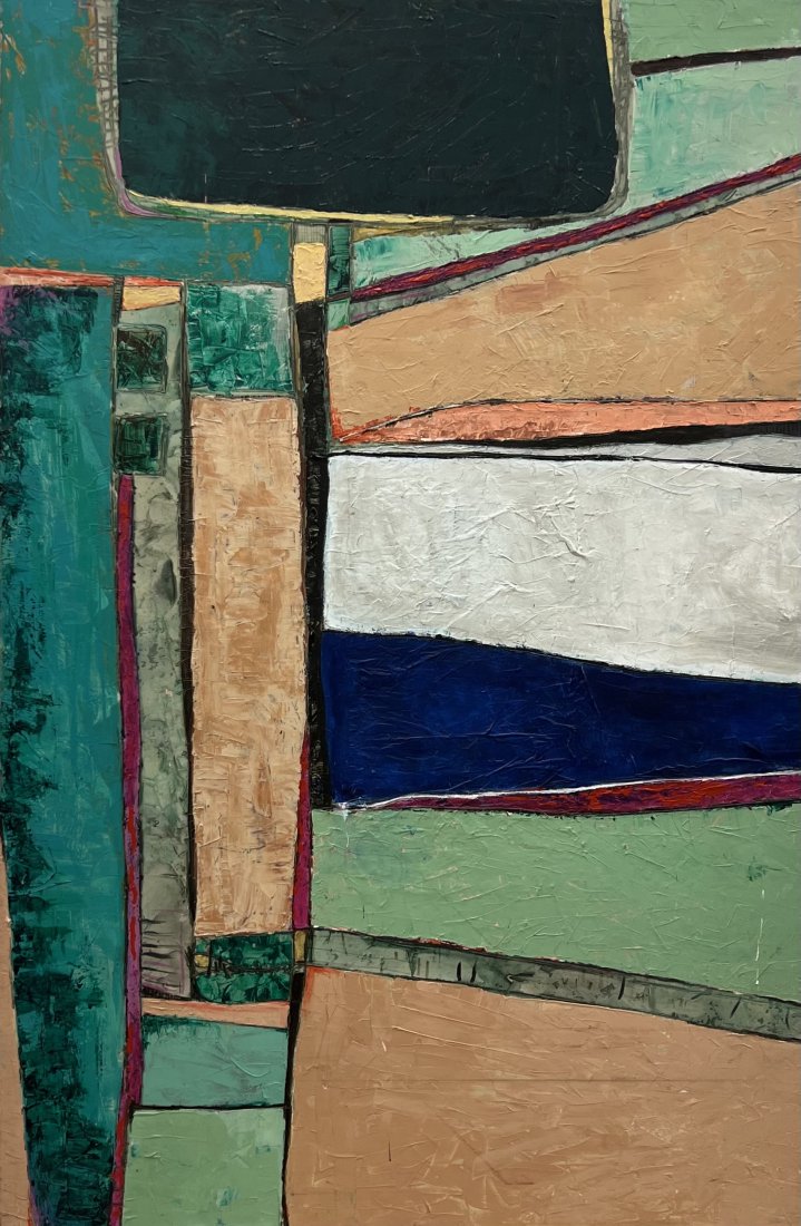 Monumental Color Field Abstract Painting, Mystery Artist: Size 87 1/2 x 57 1/2 in