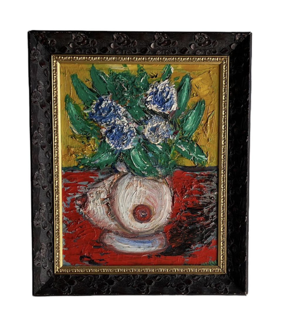 MARK KAZAVCHINSKI (20th c, Canadian) Boob Vase: Toronto artist. 20 x 16 in, 25 x 29 in (framed), Oil on canvas