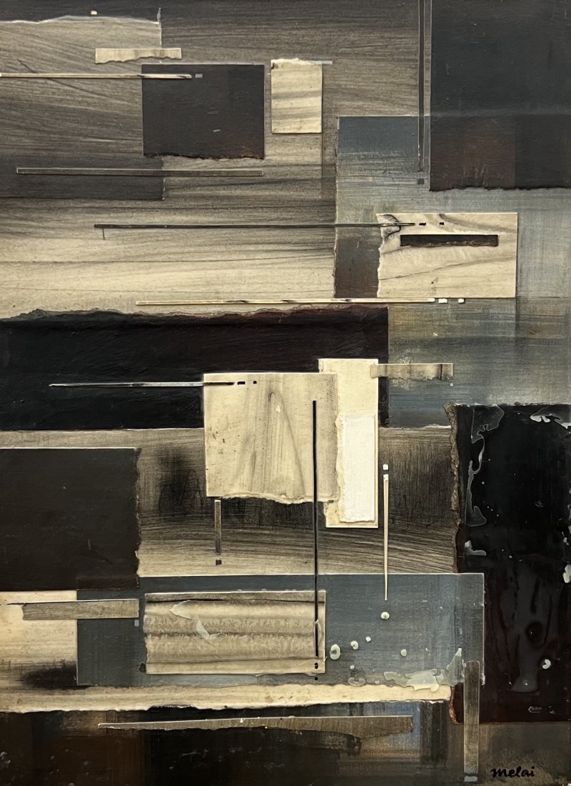GUUS MELAI (1923-2000, Dutch) Abstract: Mixed media 16 1/2 x 13 in