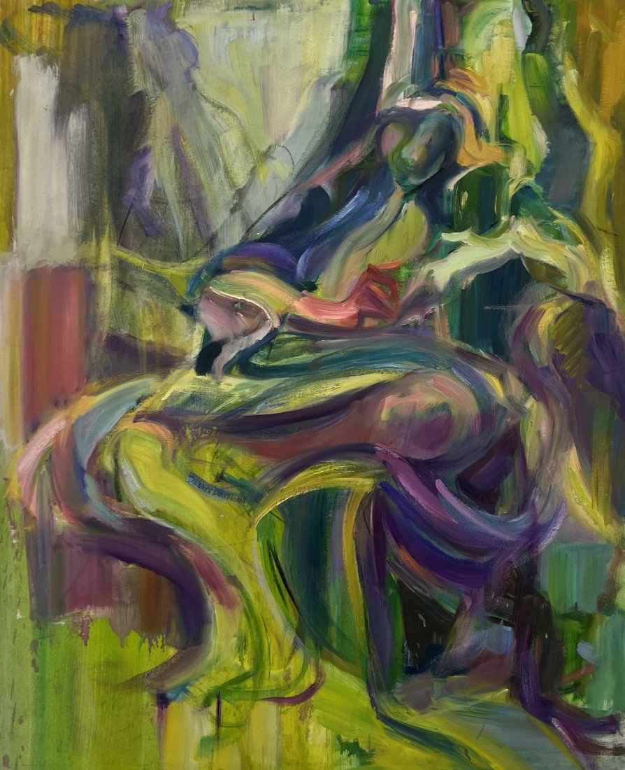 BARBARA YETERIAN (1939-2019, Armenian American) Surreal Figure: Oil on canvas 54 x 44 in