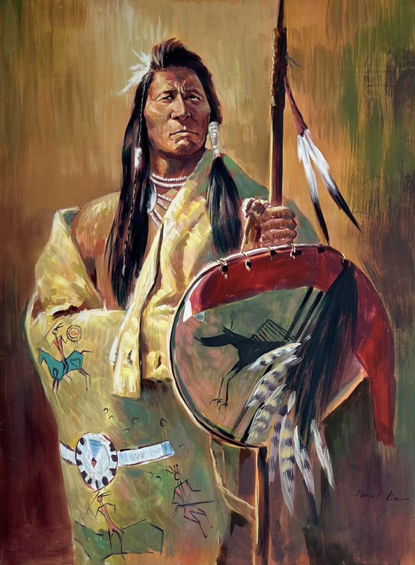 DANIEL KIM (b. 1964, South Korea) Sitting Bull Portrait: Native American. Oil on canvas 40 x 30 in