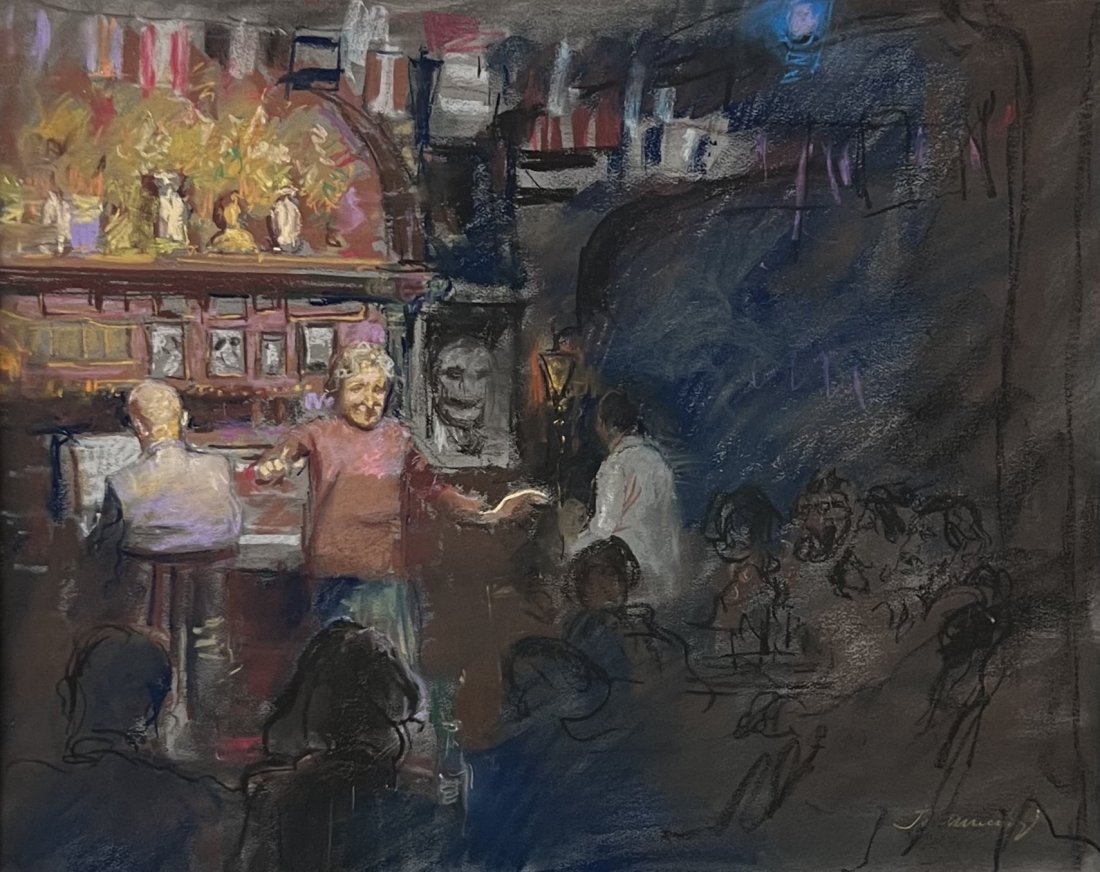 Musical Concert Pastel, Illegible Signature: 23 1/2 x 19 in, 30 x 26 in (framed)