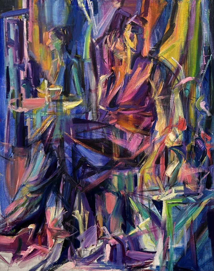 BARBARA YETERIAN (1939-2019, Armenian American) Figure: Oil on canvas 52 x 42 in. Ms. Yeterian's paintings have been widely exhibited in New York, New Jersey, and California. She has shown at The Selby Gallery at the Ringling College of Art and Design in F
