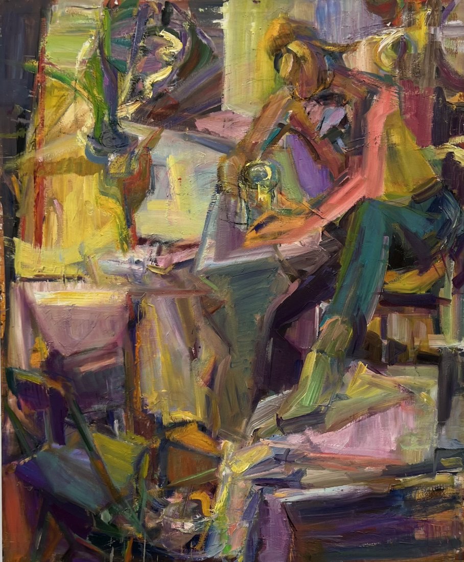 BARBARA YETERIAN (1939-2019, Armenian American) Figure: Oil on canvas 56 x 46 in. Ms. Yeterian's paintings have been widely exhibited in New York, New Jersey, and California. She has shown at The Selby Gallery at the Ringling College of Art and Design in F
