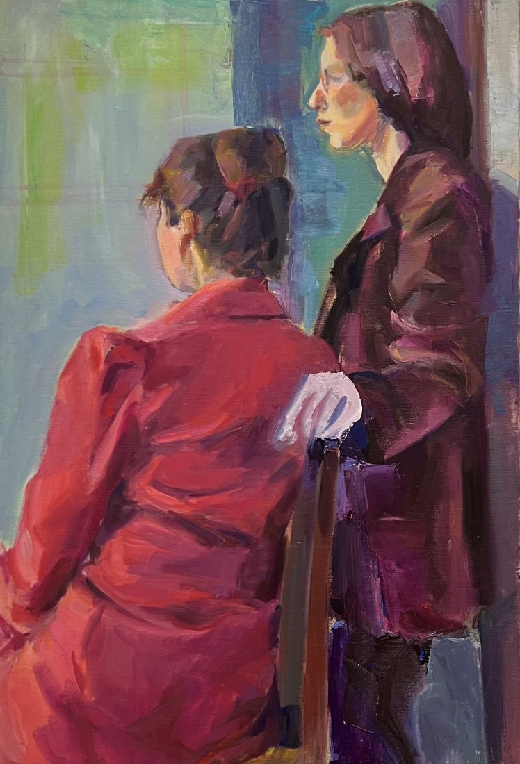 BARBARA YETERIAN (1939-2019, Armenian American) Women: Oil on canvas 36 x 24 in.