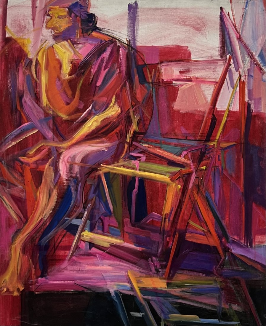 BARBARA YETERIAN (1939-2019, Armenian American) Seated Figure: Oil on canvas 52 x 42 in