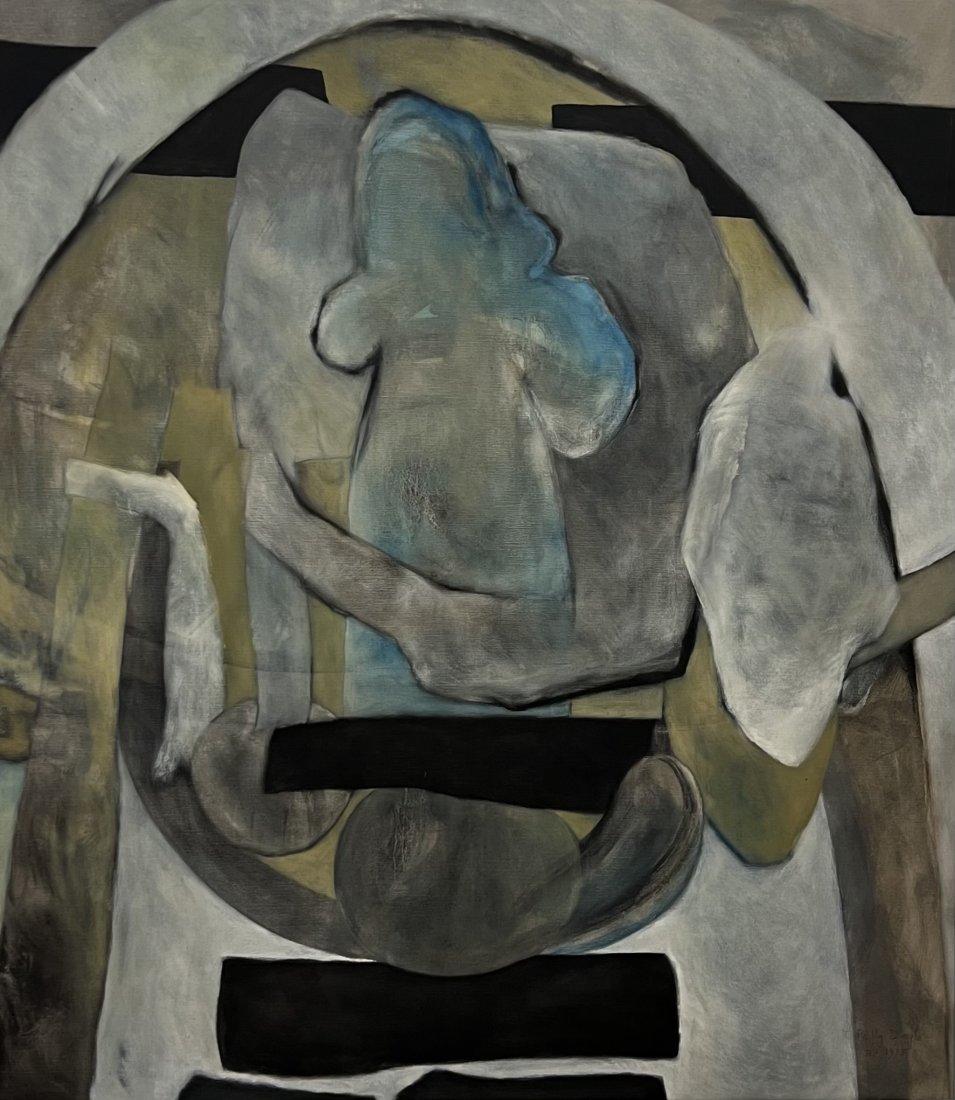 POLLY DOYLE (1930-2019, Boston) Woman Artist ,"Penis" Abstract: Oil on canvas 56 x 49 in.